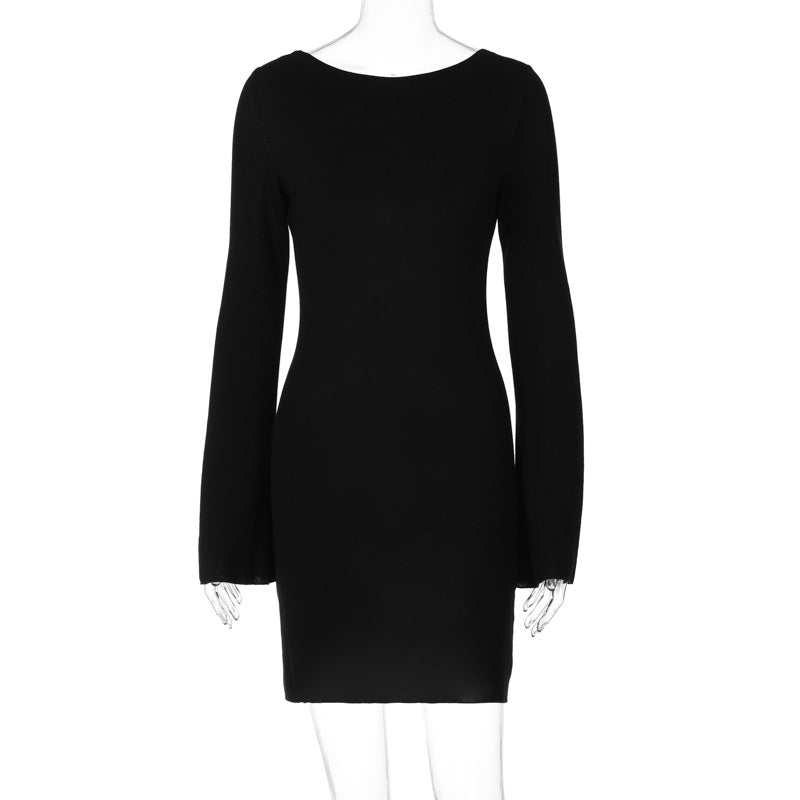Damen langärmliges Mini-Kleid mit elegantem Schnitt Drune