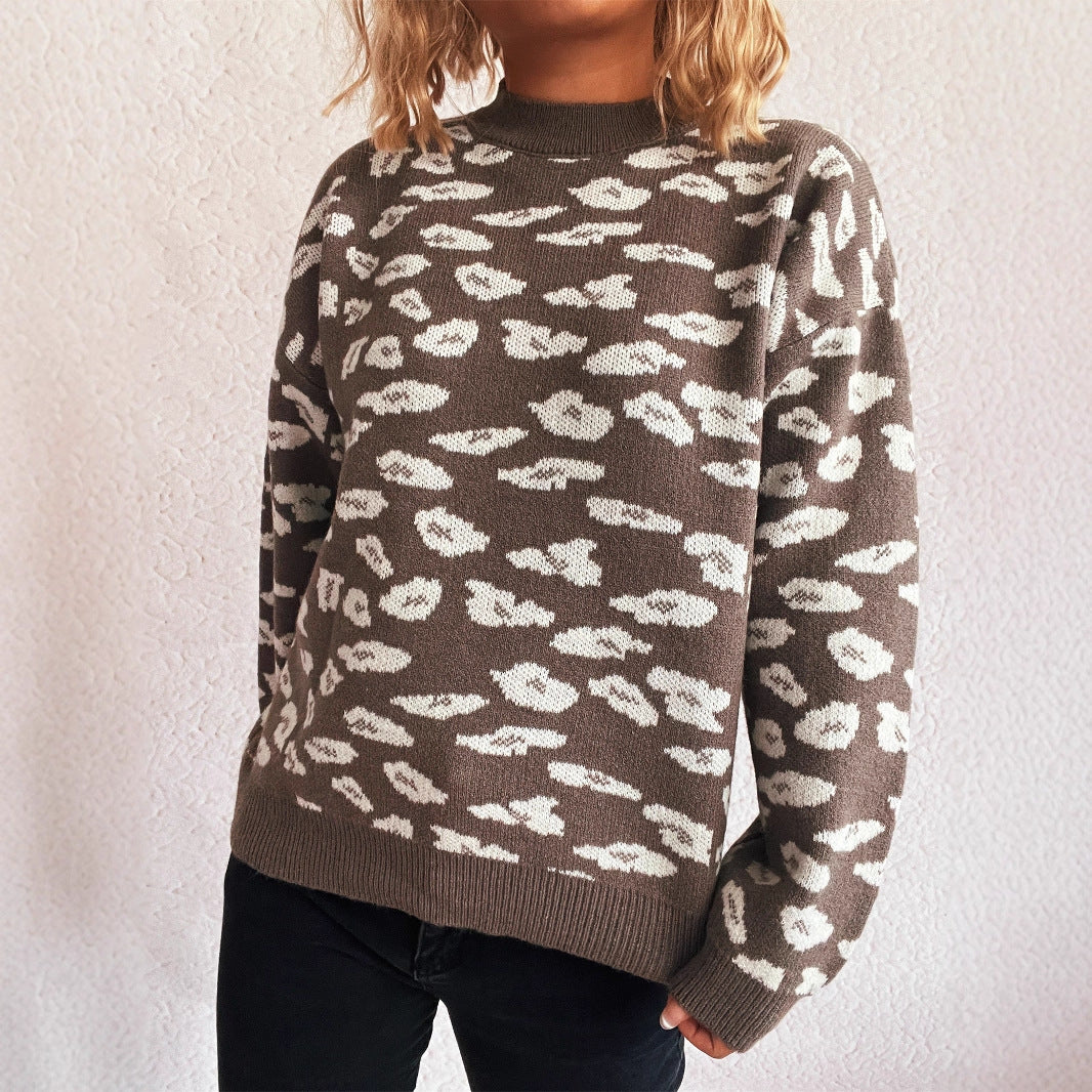 Damen Strickpullover mit modernem Tiermuster und lässigem Schnitt Drune