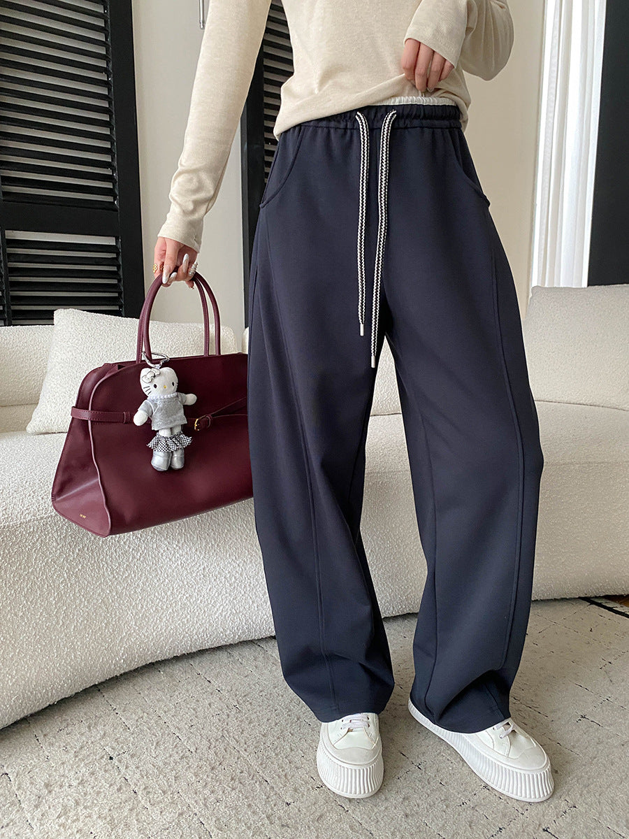Damen lässige Sweatpants mit hohem Bund und weit geschnittenem Bein Drune