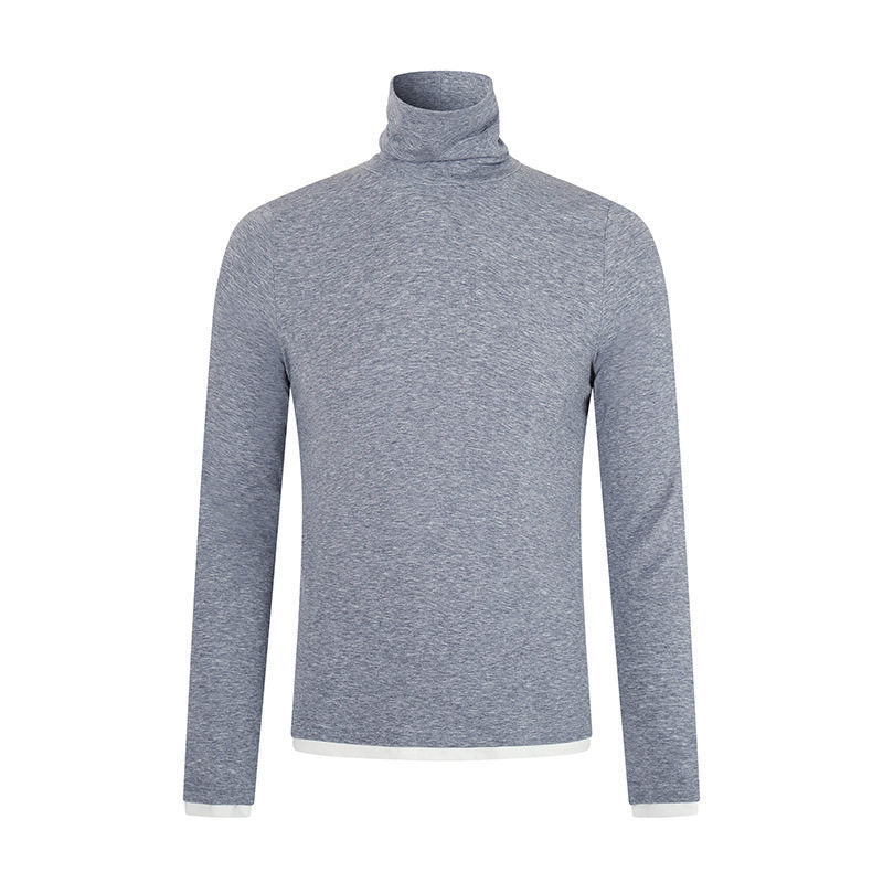 Herren Slim-Fit Rollkragen-Feinstrickshirt mit Melange-Jersey und Stretch Drune