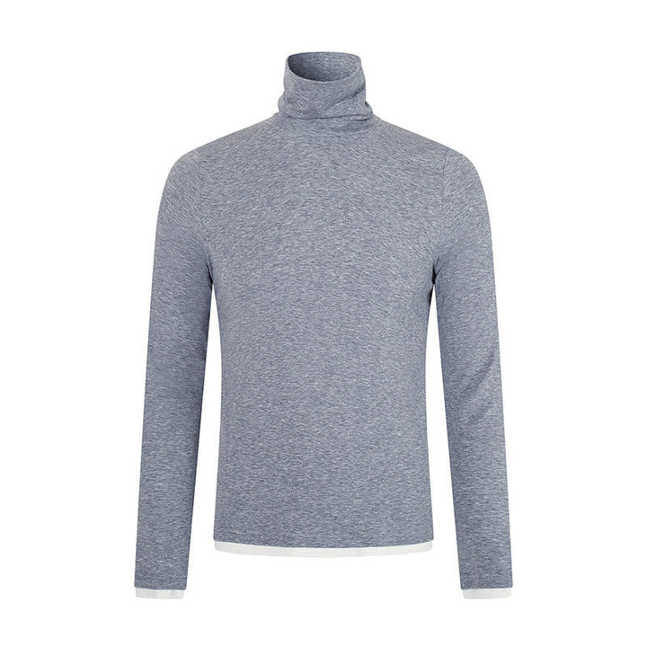 Herren Slim-Fit Rollkragen-Feinstrickshirt mit Melange-Jersey und Stretch Drune