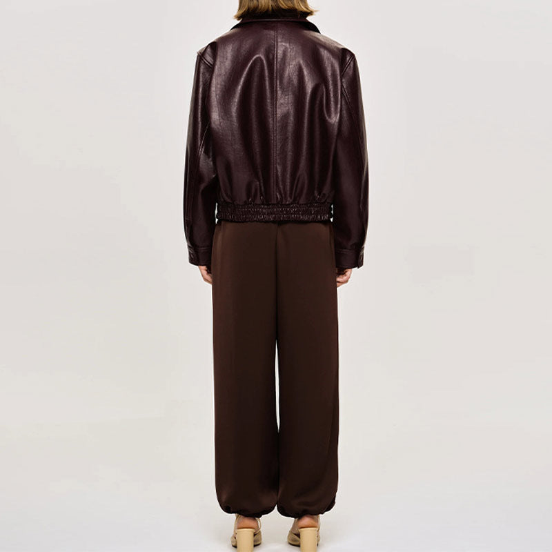 Damen Kunstlederjacke mit lässigem Schnitt und Reißverschluss Drune