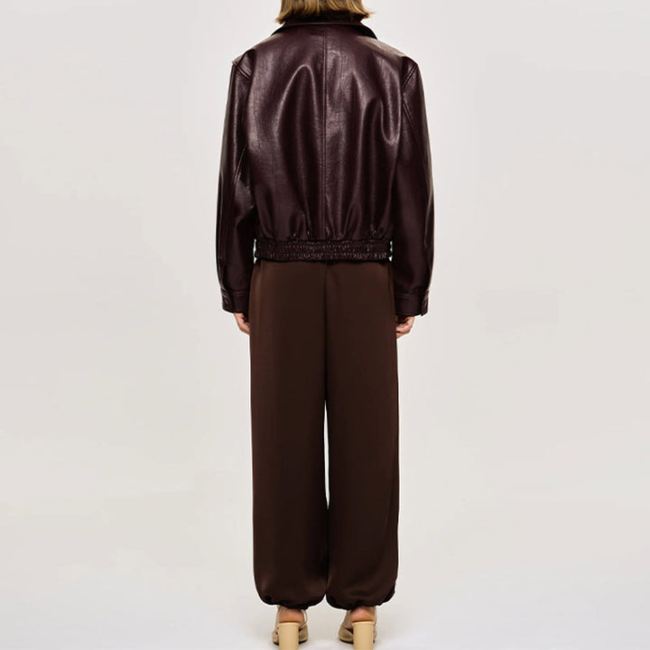 Damen Kunstlederjacke mit lässigem Schnitt und Reißverschluss Drune
