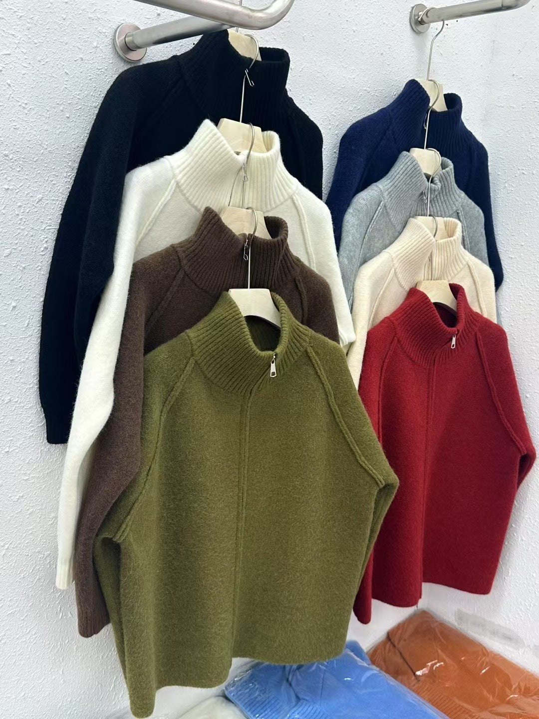 Damen Stehkragen Strickjacke mit Reißverschluss Drune