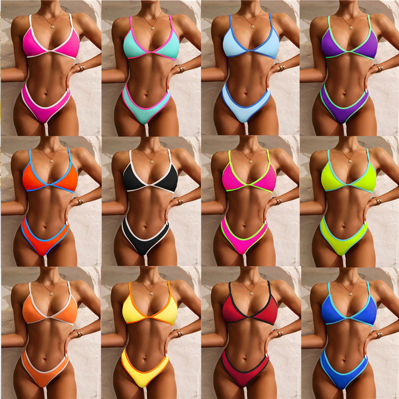 Damen Triangle Bikini Set mit Kontrastbesatz Drune
