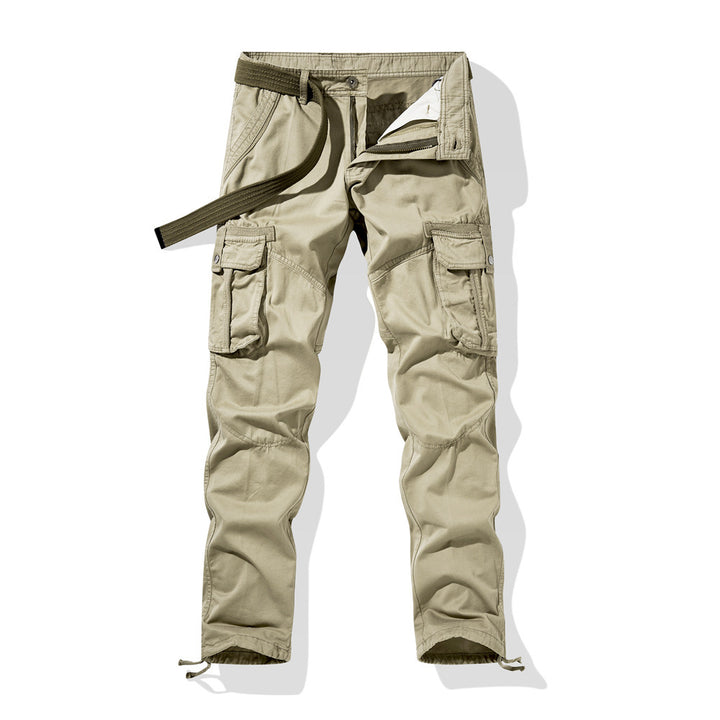 Herren Taktische Cargohose mit Knieabnähern, Mehrfachtaschen und Kordelzug Drune