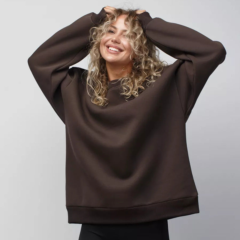 Damen Oversized Sweatshirt mit Rundhals, überschnittenen Schultern und gerippten Bündchen Drune
