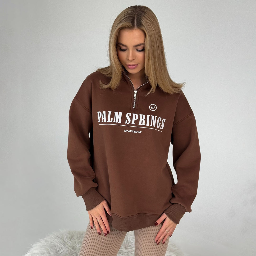 Damen lässiges Sweatshirt mit halb hohem Kragen und grafischem Druck Drune