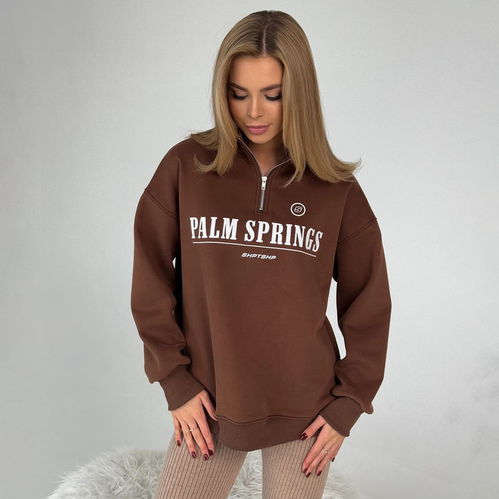 Damen lässiges Sweatshirt mit halb hohem Kragen und grafischem Druck Drune