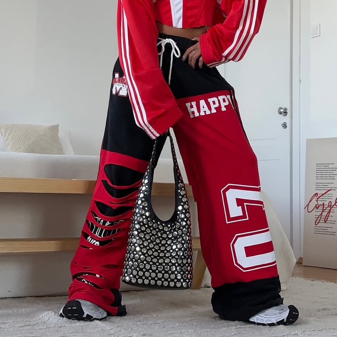 Damen Sportliche Baggy-Hose mit kreativen Cut-Outs und lässigem Stil Drune