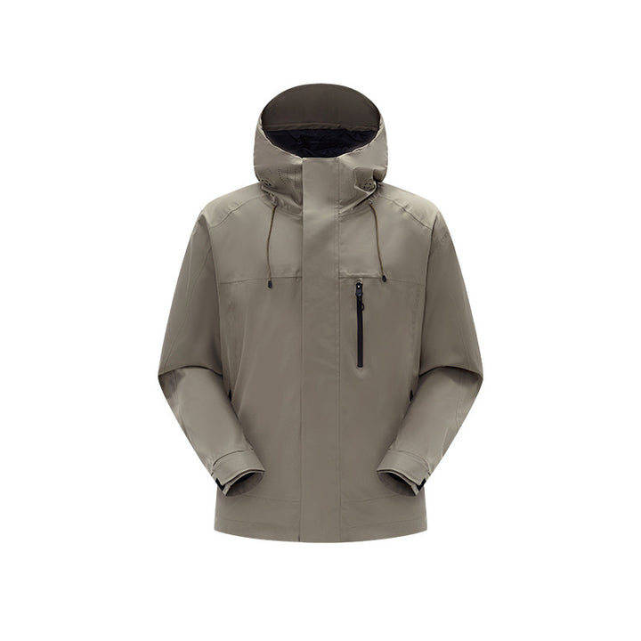 Herren Technische Regen- und Softshell-Jacke mit verstellbarer Kapuze und Brustreißverschluss Drune