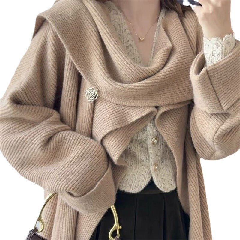 Damen Grobstrickpullover mit asymmetrischem Schnitt und voluminösen Ärmeln Drune