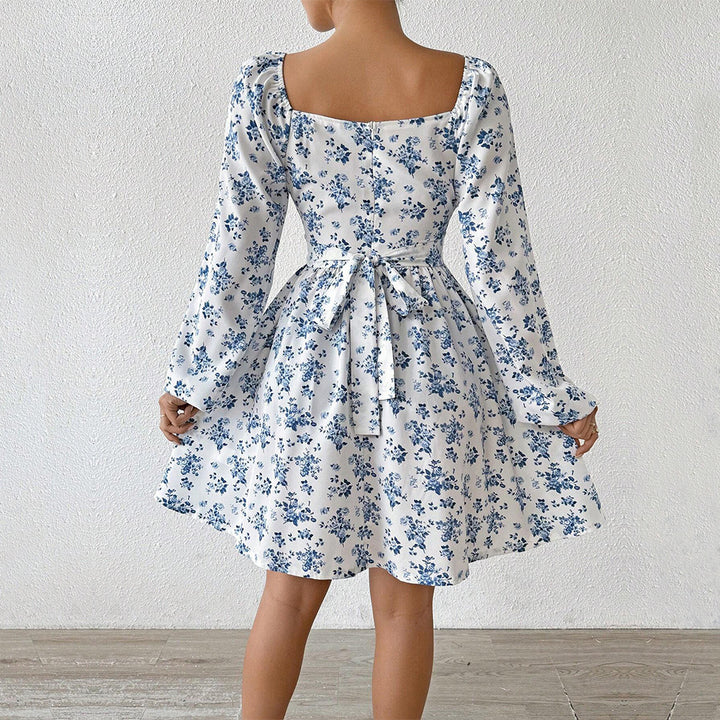 Damen Sommerliches Kleid mit floralen Akzenten und langen Ärmeln Drune