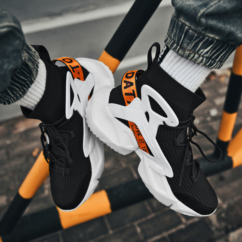 Herren Futuristische High-Top Strick-Sneaker mit Exoskelett-Fersenstütze Drune