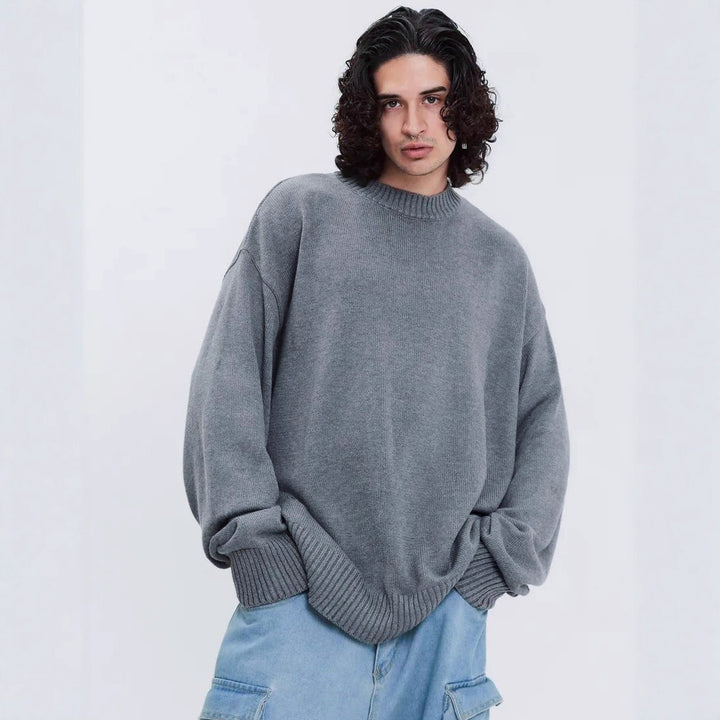 Damen gemütlicher Oversized Pullover mit strukturiertem Rippenmuster und breiten Bündchen Drune