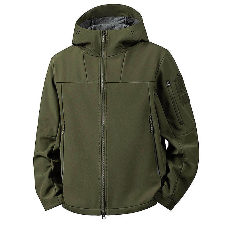 Herren wind- und wasserabweisende Softshelljacke mit Kapuze und taktischen Taschen Drune
