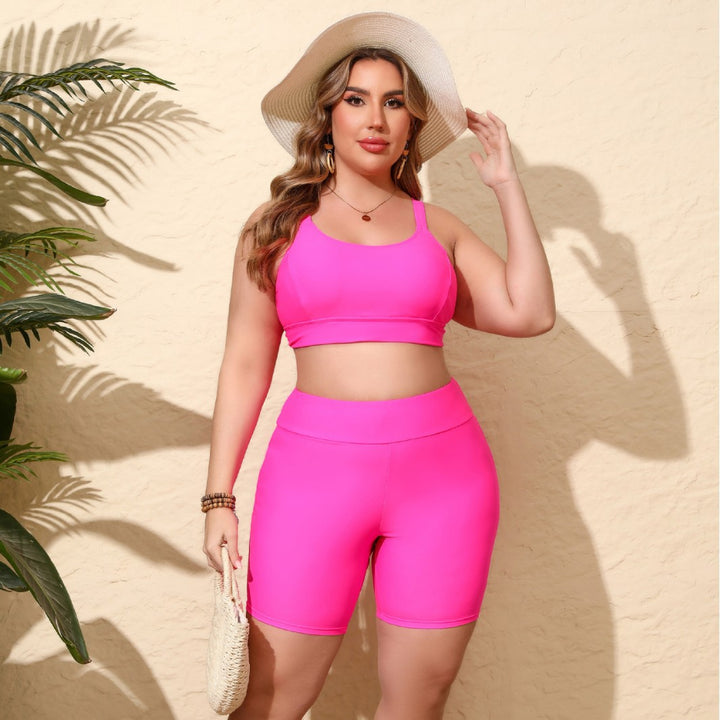 Damen Sportliches Crop-Top und Radlerhose Set Drune