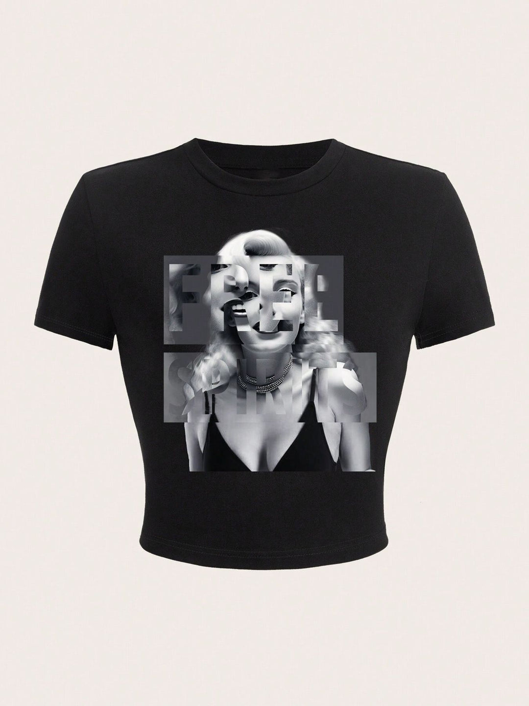 Damen Crop-T-Shirt mit inspirierendem Aufdruck und figurbetontem Schnitt Drune