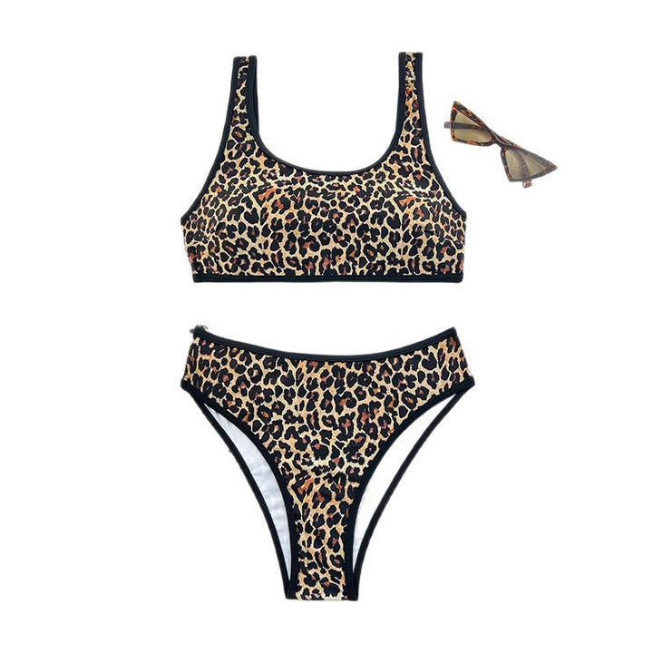 Damen Hochgeschnittener Bikini mit animalischem Design Drune