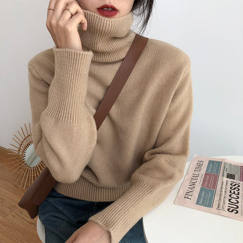Damen Gemütlicher Rollkragenpullover aus feinem Strick Drune