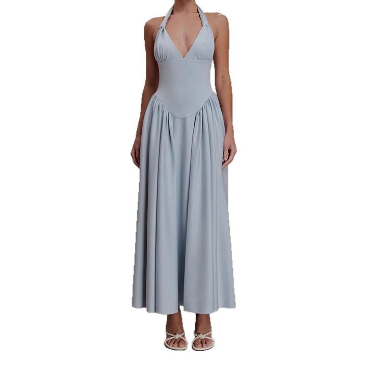 Damen Halter-Ausschnitt Maxikleid mit figurbetonter Silhouette Drune