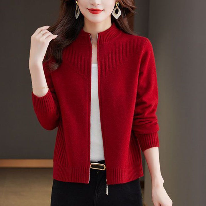 Damen Strickjacke mit hochgeschlossenem Kragen und Reißverschluss Drune