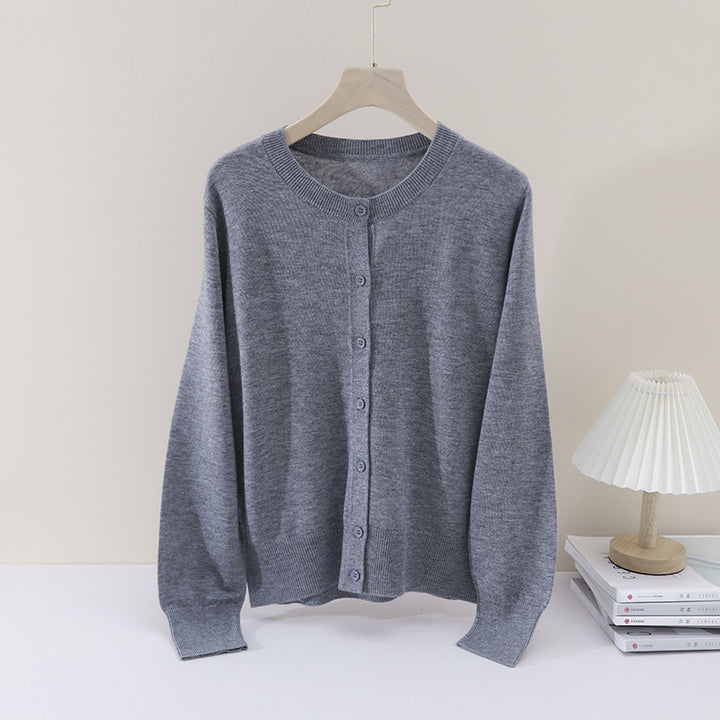 Damen Leichter Feinstrick-Cardigan mit Rundhalsausschnitt, taillierter Passform & verlängerten Bündchen Drune