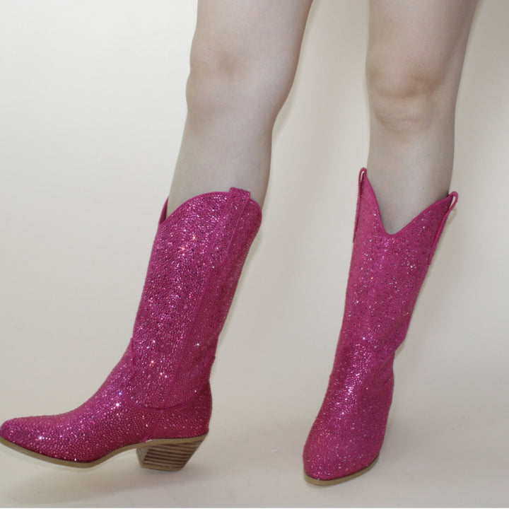Damen Glitzernde Western-Stiefeletten Drune