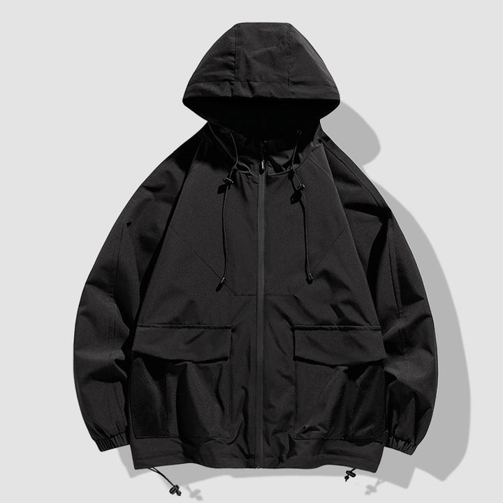 Herren Oversize Utility-Softshelljacke mit Kapuze, aufgesetzten Taschen & verstellbarem Saum Drune