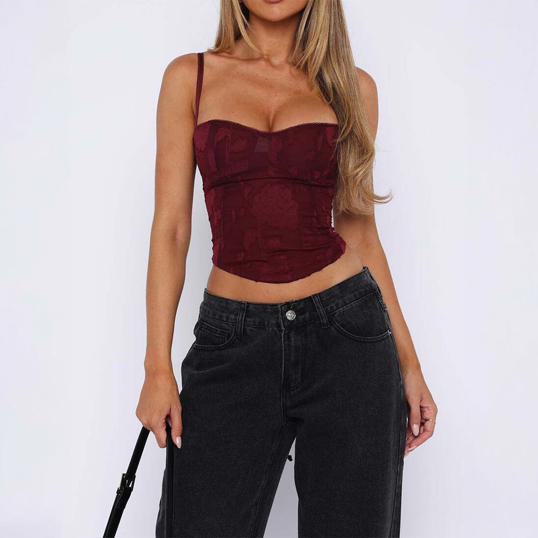 Damen Korsett-Top mit floralem Muster und figurbetontem Schnitt Drune