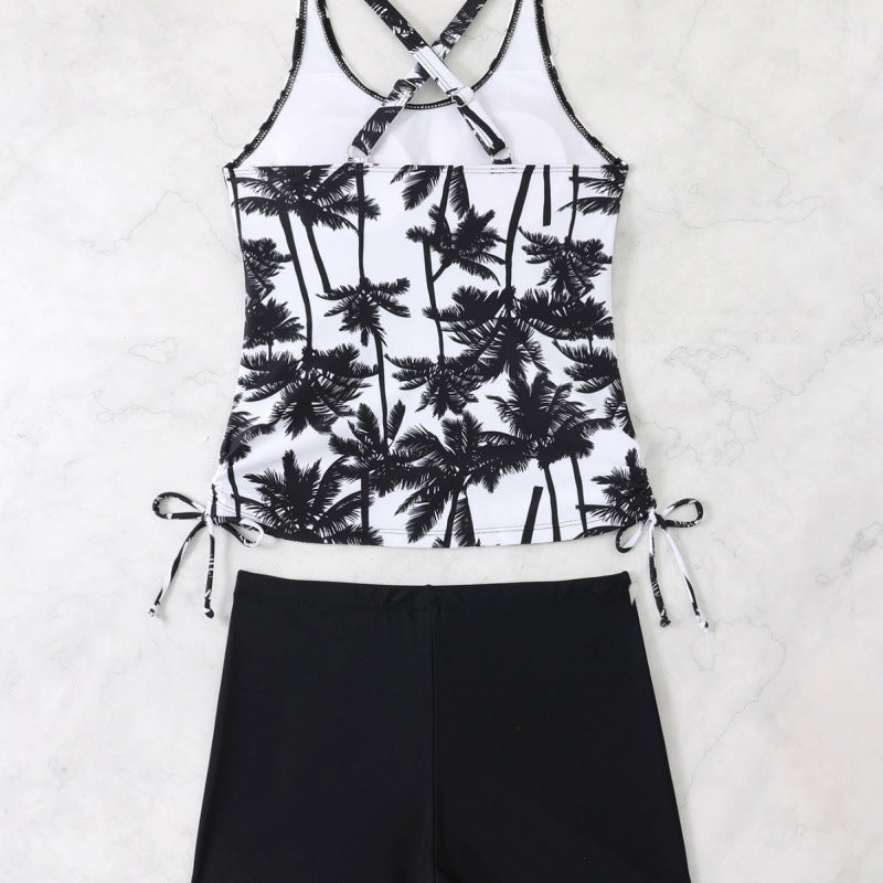 Damen Tankini-Set mit verstellbaren Trägern und modernen Palmendruck Drune