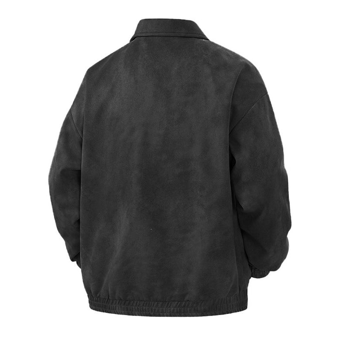 Herren Smarter Overshirt‑Bomber in Veloursleder‑Optik mit Zwei‑Wege‑Metallreißverschluss Drune