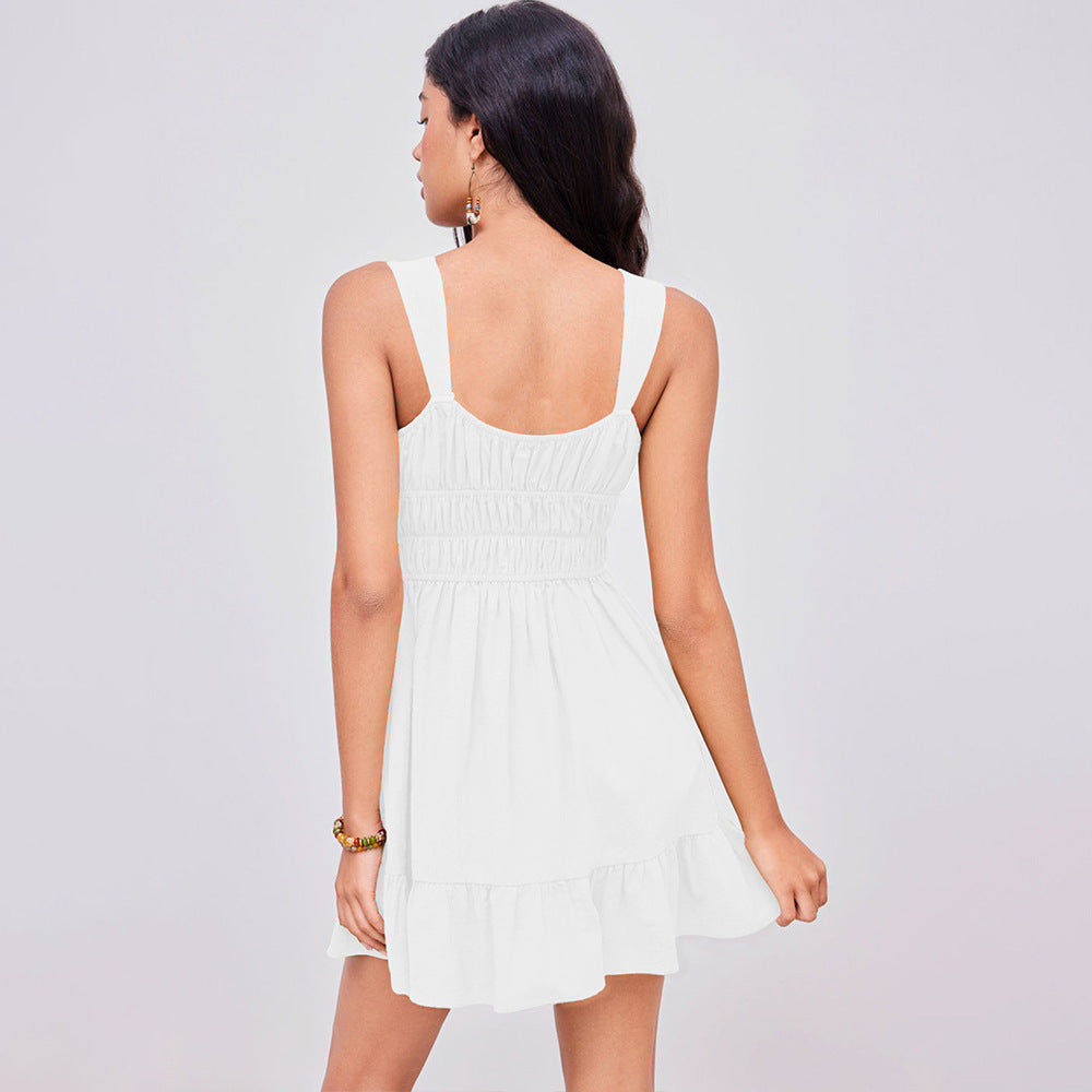 Damen Sommerliches Minikleid mit luftigen Rüschendetails und verstellbaren Trägern Drune