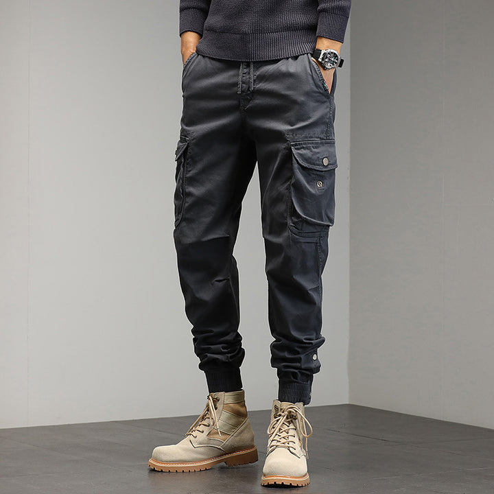 Herren Cargo-Joggerhose im Utility-Look mit elastischem Bund, Mehrfach-Taschen und gerippten Beinabschlüssen Drune
