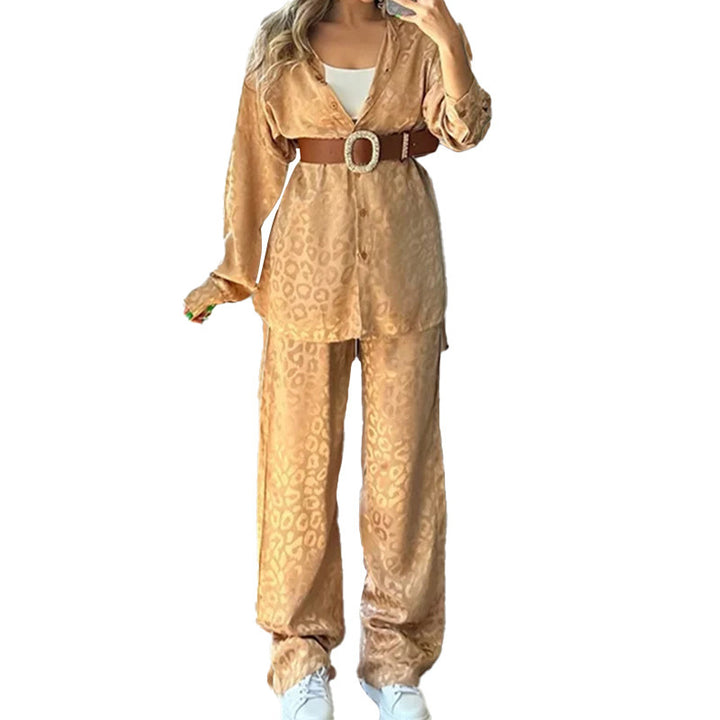 Damen Eleganter Hosenanzug mit vorderem Knopfverschluss und weitem Bein Drune