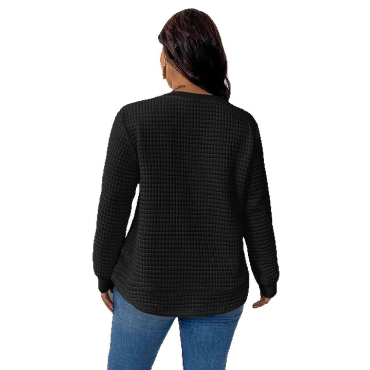 Damen nan Waffelstrick Longsleeve mit Rundhalsausschnitt, leicht A-Linien-Schnitt und gerippten Bündchen Drune