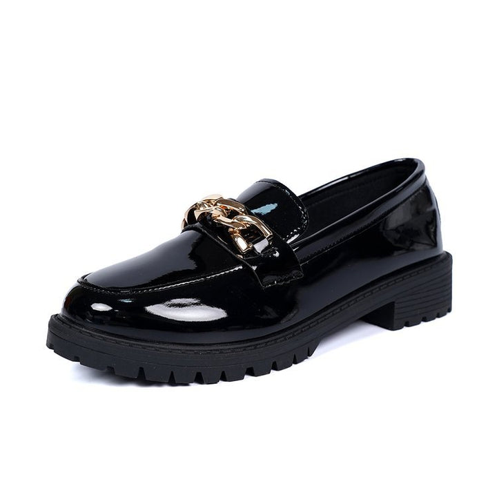 Damen nan elegante Lack-Plateau-Loafer mit dekorativer Schleife und profilierter Gummisohle Drune