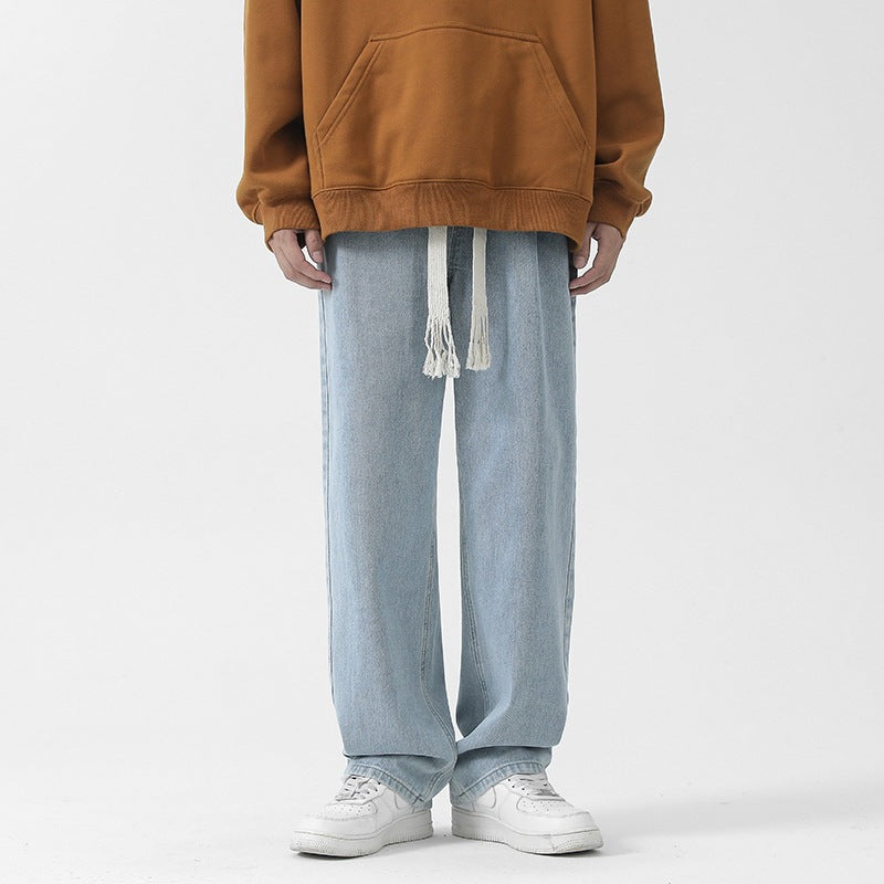 Herren Bequeme und lässige Denim-Hose mit weitem Bein Drune