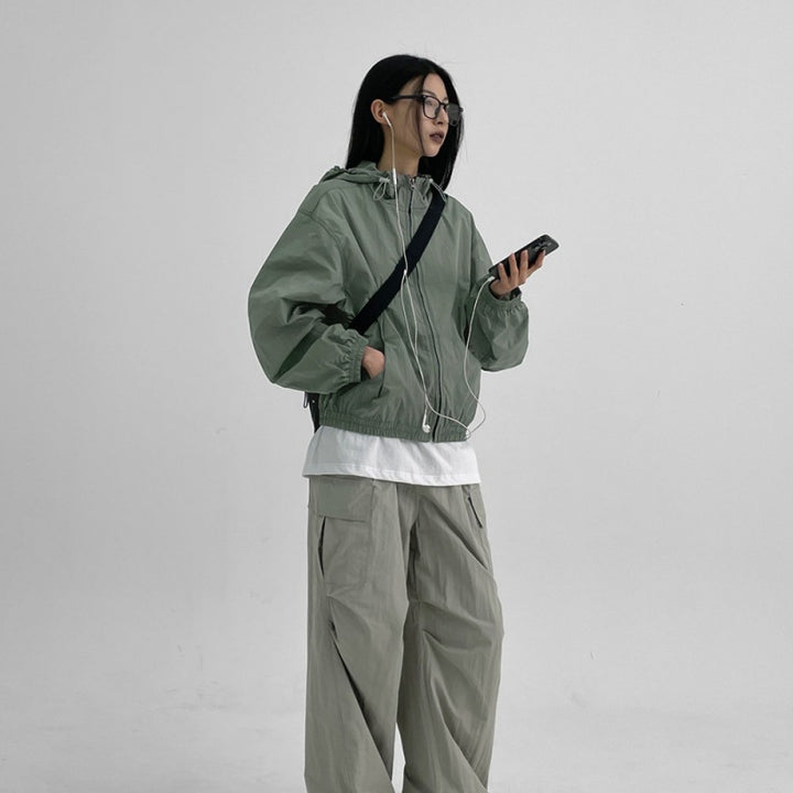 Damen leichte Kapuzenjacke mit verstellbarem Kordelzug Drune