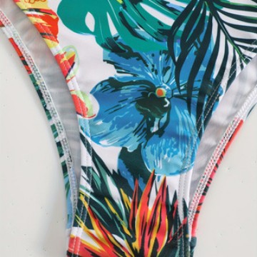 Damen Bandeau-Bikini-Set mit tropischem Blumendesign Drune