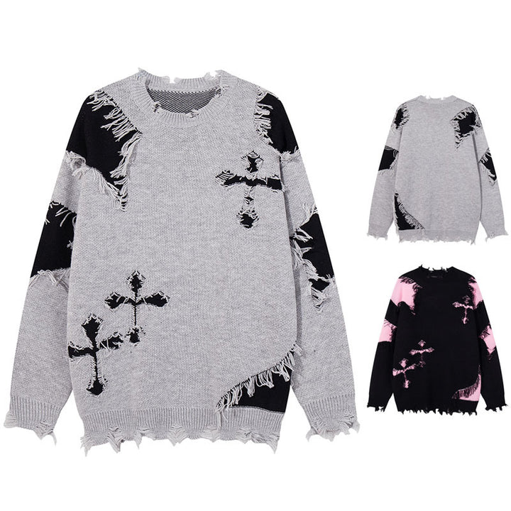 Damen Modischer Grobstrickpullover mit einzigartigem Zopfmuster Drune