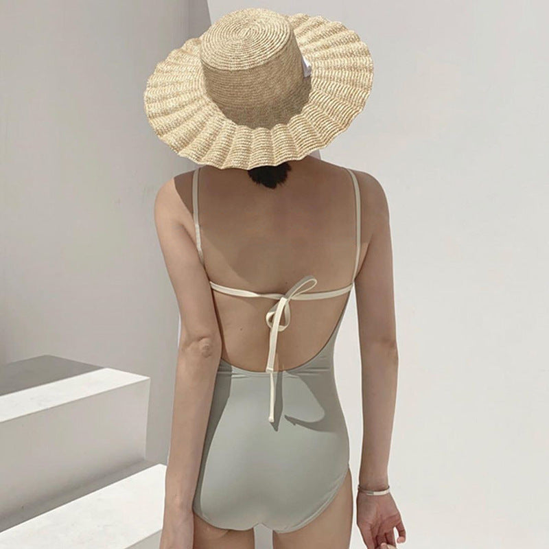 Damen Eleganter Hoch geschnittener Schwimmanzug Drune