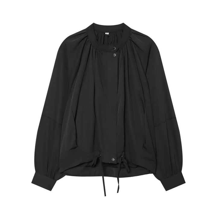 Damen Leichte Blousonjacke mit Rundhals, geraffter Passe und Tunnelzug Drune