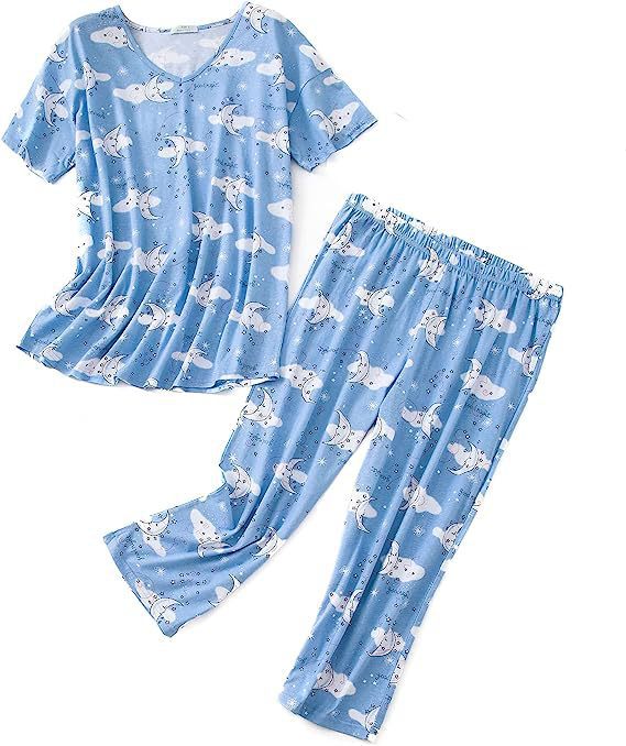 Damen Fun Grafik Schlafanzug Set Drune
