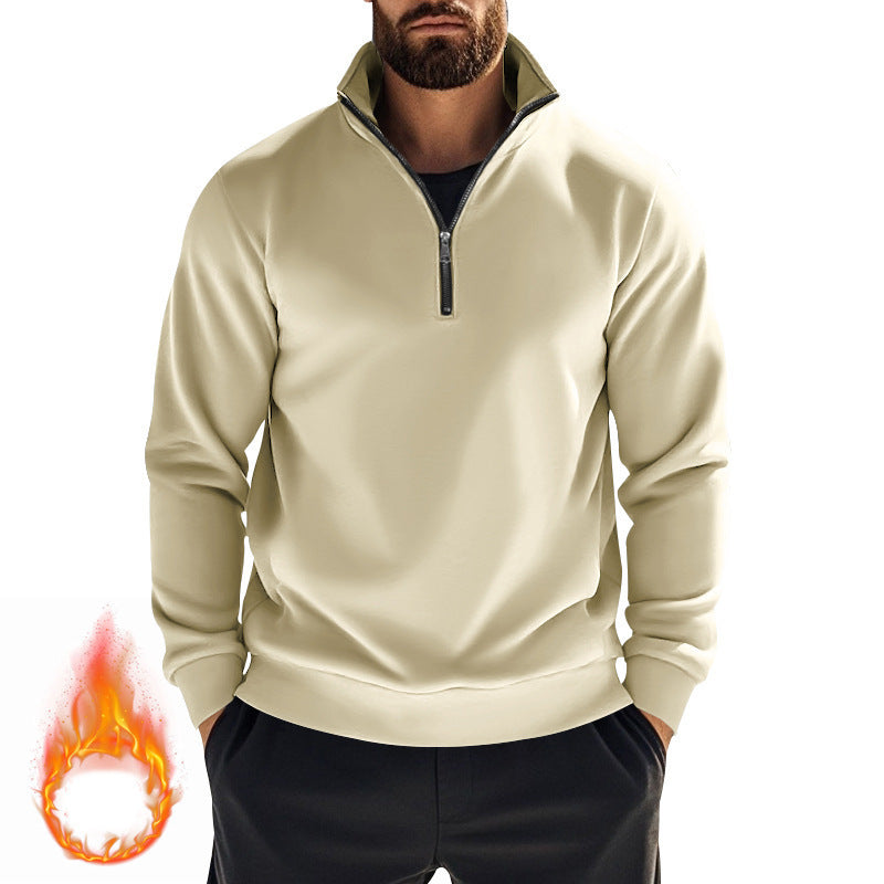 Herren nan komfortables Halbzip-Sweatshirt mit Stehkragen, leicht angerauter Innenseite und geripptem Saum Drune