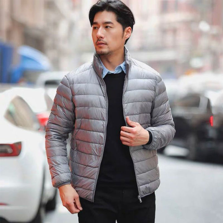 Herren Ultraleichte gesteppte Kapuzenjacke mit windabweisender Hülle und Kompaktpackfunktion Drune