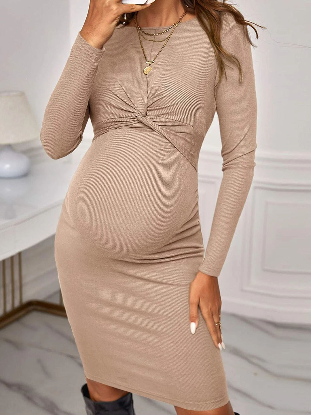 Damen Umstands-Minikleid mit elegantem Wickeldetail Drune