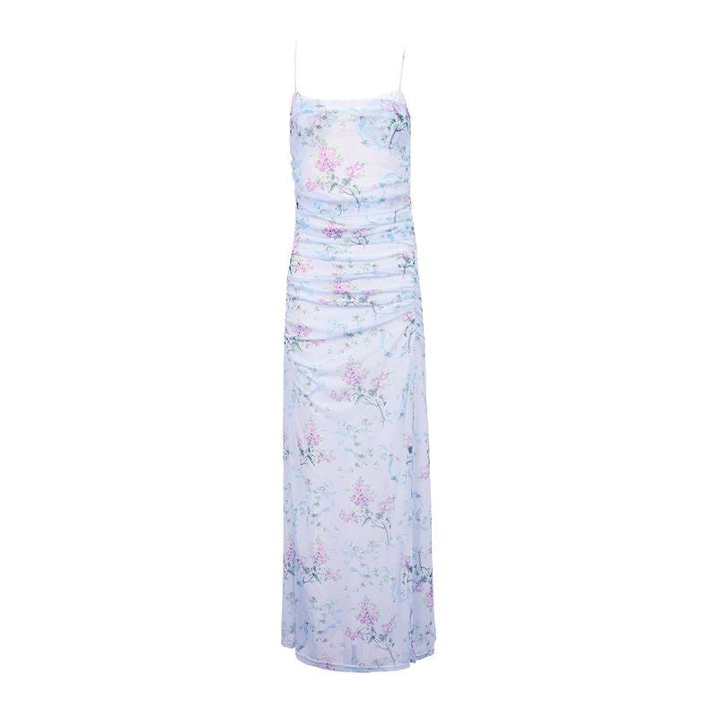 Damen Maxikleid im romantischen Floral-Design mit verstellbaren Trägern Drune