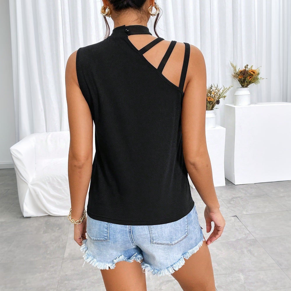 Damen ärmelloses Oberteil mit kreativem Cut-Out-Design Drune