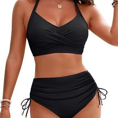 Damen Hochtailliertes Bikini-Set mit Wickeloberteil Drune